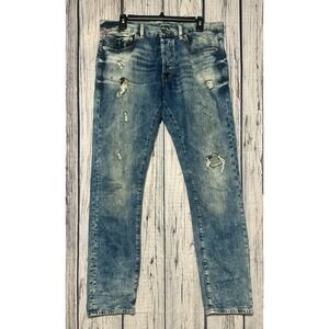 Denim & Supply Ralph Lauren Slim Fit Distressed Jeans Mens 35x31 Light Wash Blue